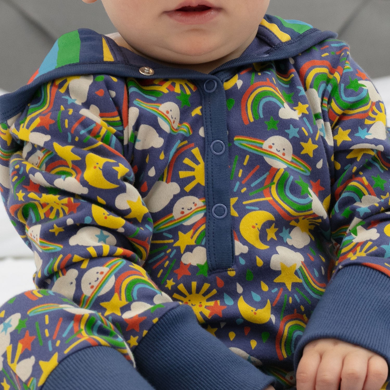Piccalilly Cosmic Weather Hooded Playsuit lifestyle pic 2