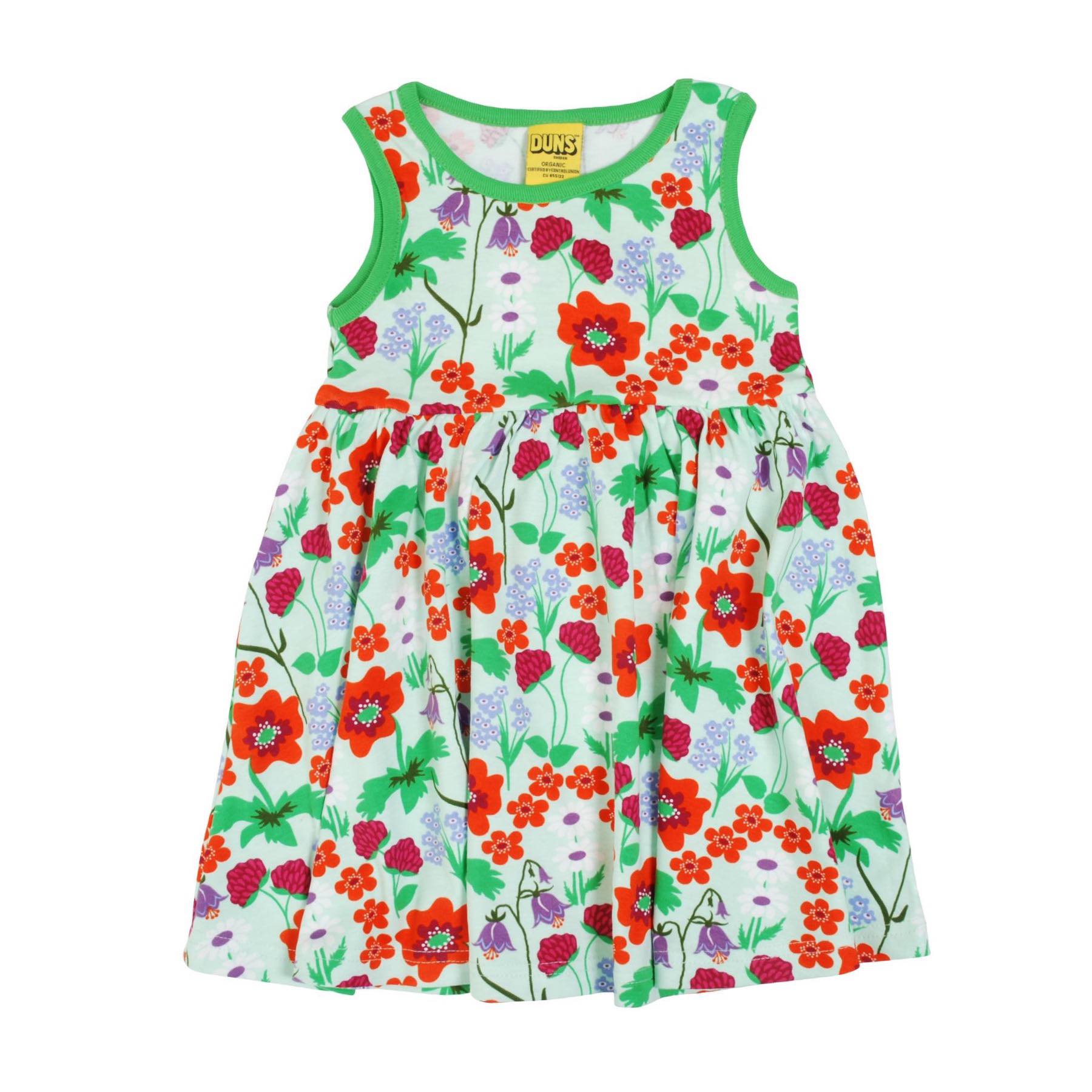 Duns Summer Flowers Bay Green Sleeveless Twirly Dress
