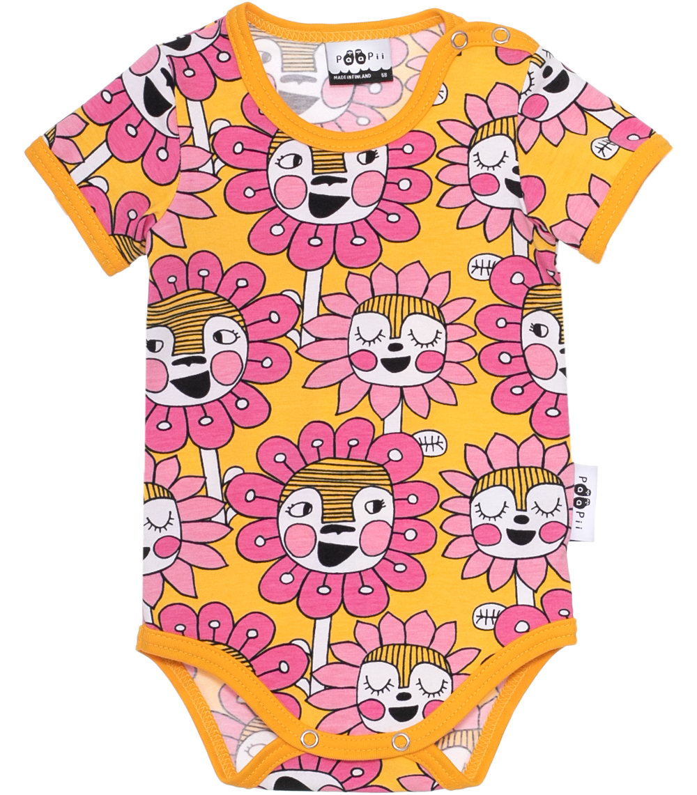 Onesie short sleeve Bloomination sun pink Kesäbody Kukkakansa aurinko pinkki